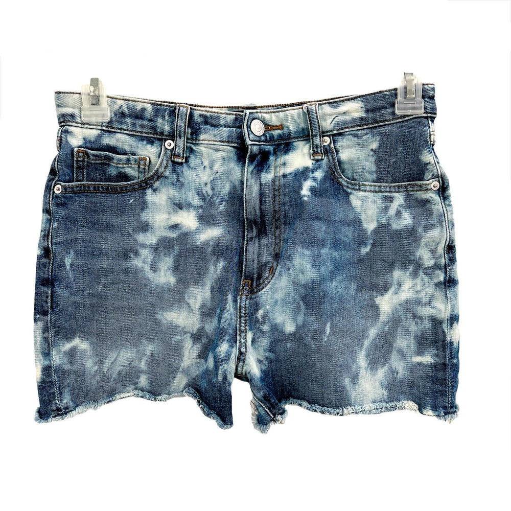 Uniqlo Custom Bleach Tie Dye Denim High Rise Jean Shorts